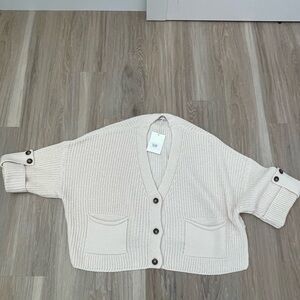 Easy Clothes Cream Button-Up Chunky Cardigan